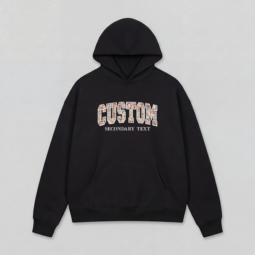 Floral Applique Custom Embroidered Hoodie