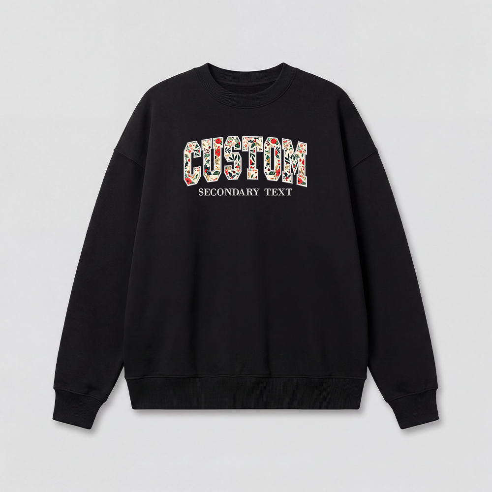 Floral Applique Custom Embroidered Sweatshirt