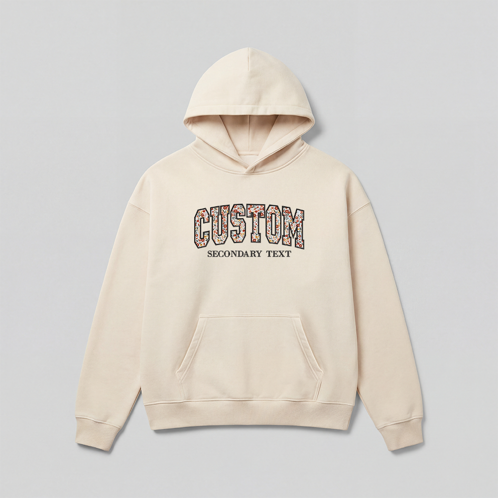 Floral Applique Custom Embroidered Hoodie