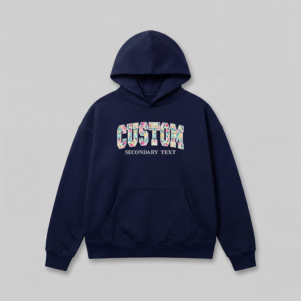 Floral Applique Custom Embroidered Hoodie