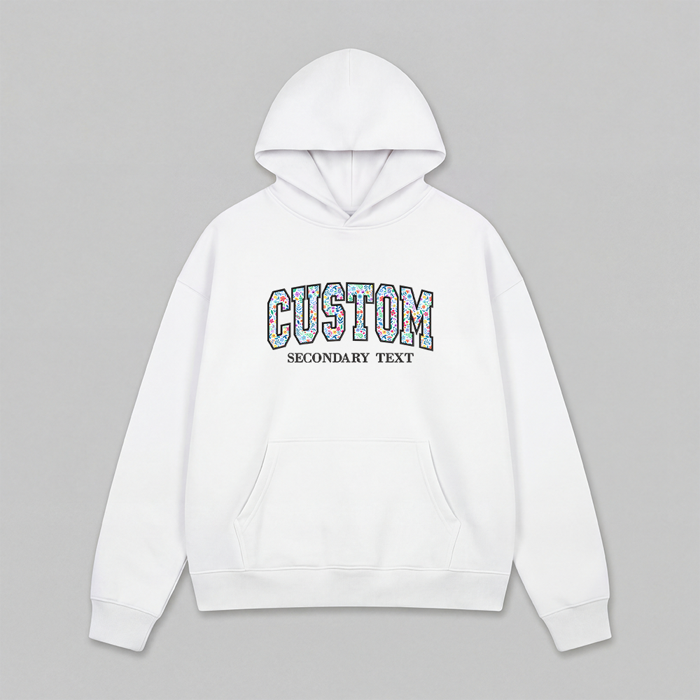 Floral Applique Custom Embroidered Hoodie