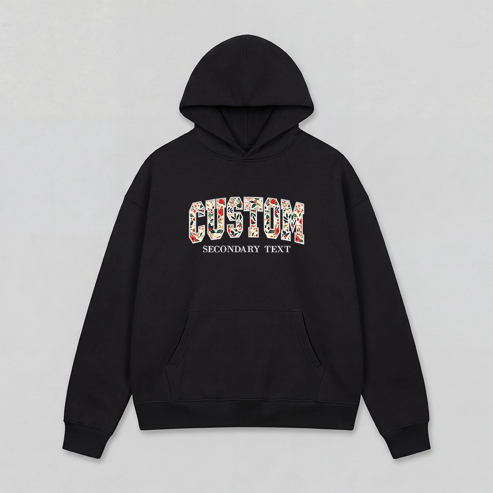 Floral Applique Custom Embroidered Hoodie
