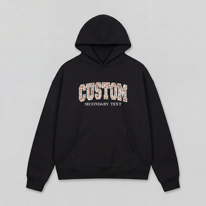 Floral Applique Custom Embroidered Hoodie