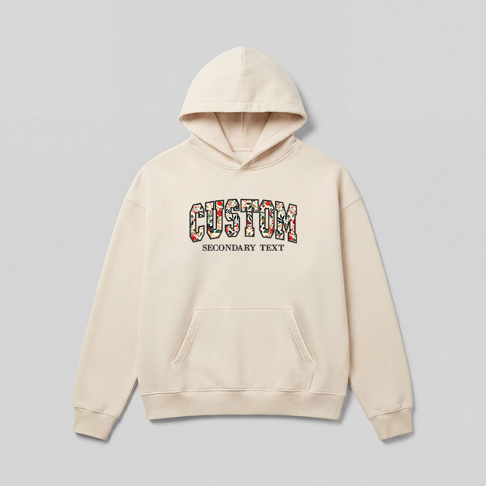 Floral Applique Custom Embroidered Hoodie