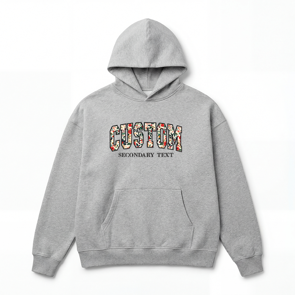 Floral Applique Custom Embroidered Hoodie