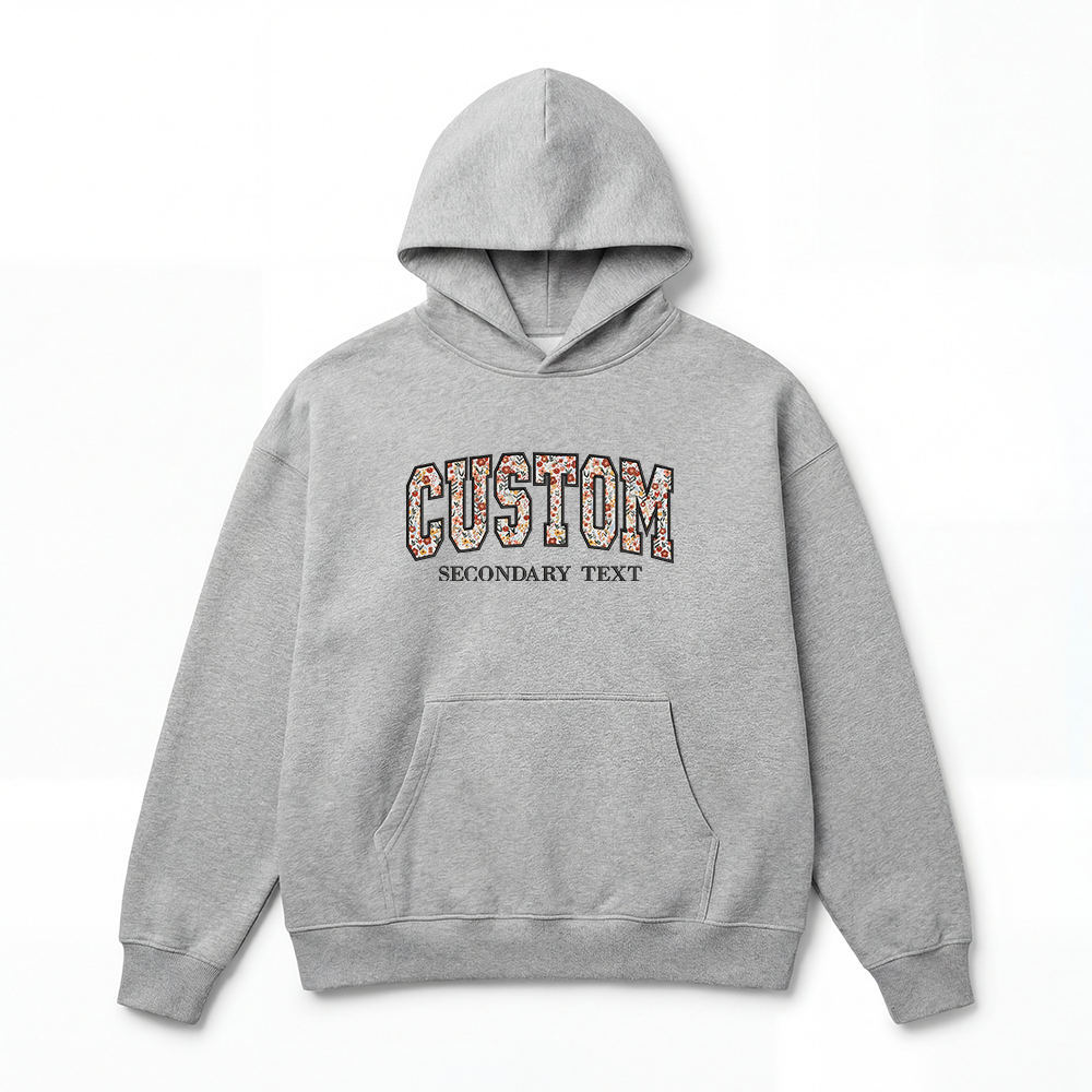 Floral Applique Custom Embroidered Hoodie