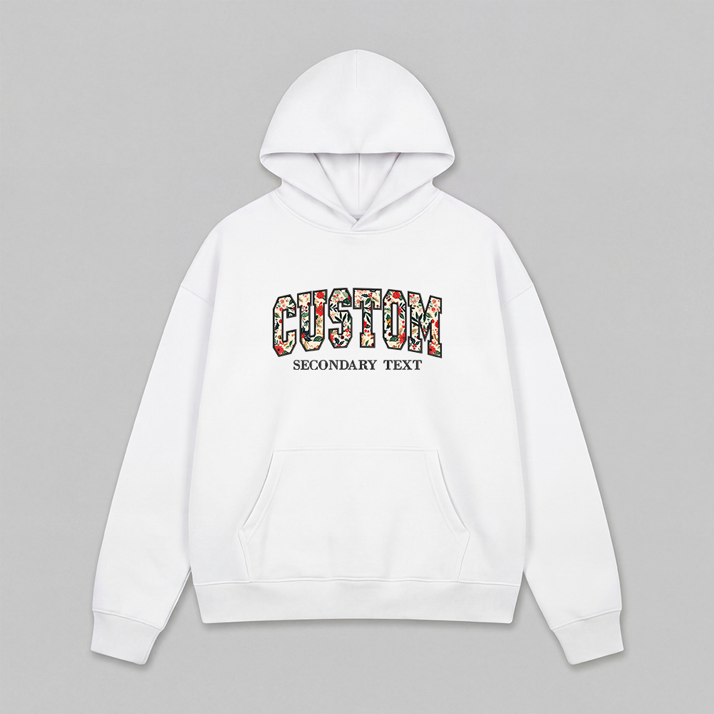 Floral Applique Custom Embroidered Hoodie